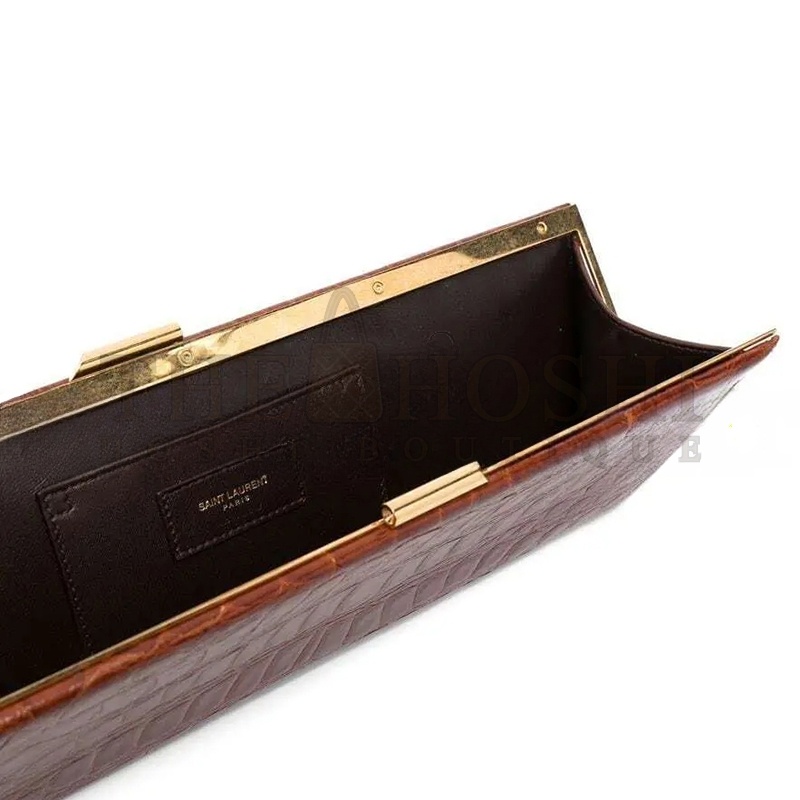 Y51 MIDNIGHT LARGE CLUTCH IN CROCODILE-EMBOSSED LACQUERED LEATHER 6976582US1J2582 (33*10.5*4cm) Master Quality